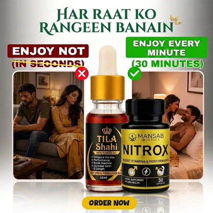 MANSAB BIOTICS Tila Shahi Oil + Nitrox Capsules Combo